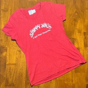 Ladies Sloppy Joe's Key West V-neck Tee Cardinal Red Heather